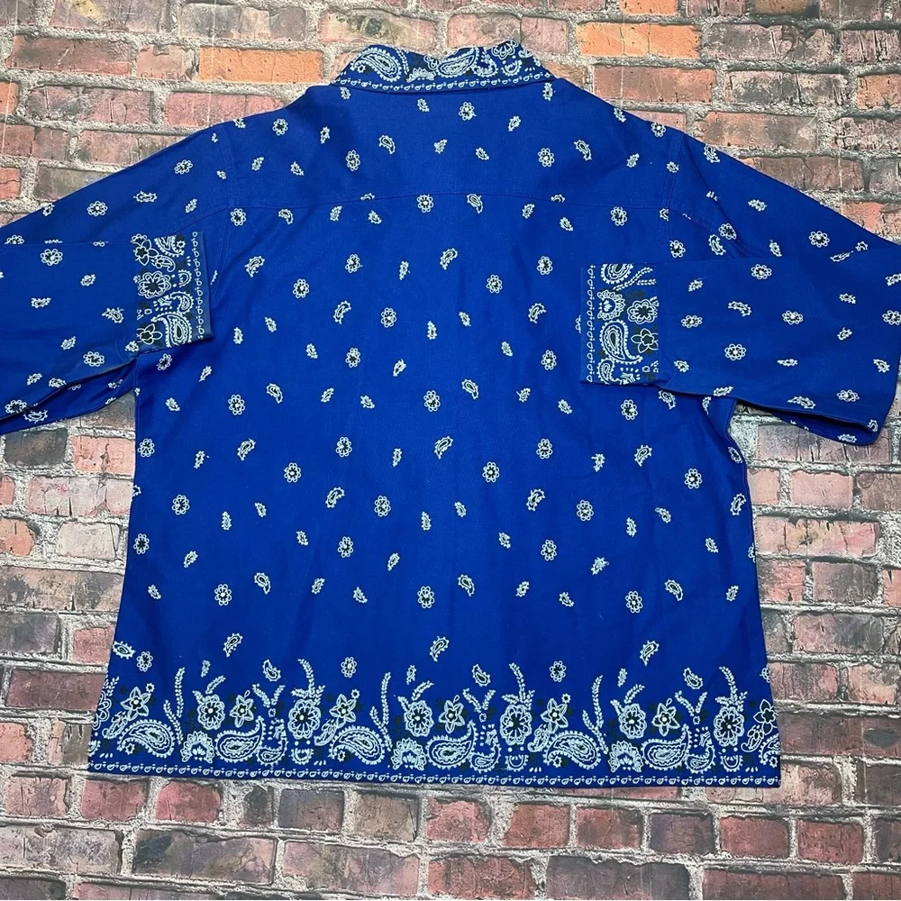 Vintage Quacker Factory Shirt Women’s XL Blue Bandana Print Button Old Stock - Picture 4 of 6